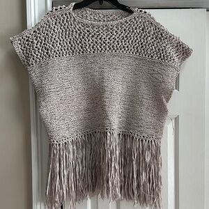 Fringed Knit Sweater - Cream